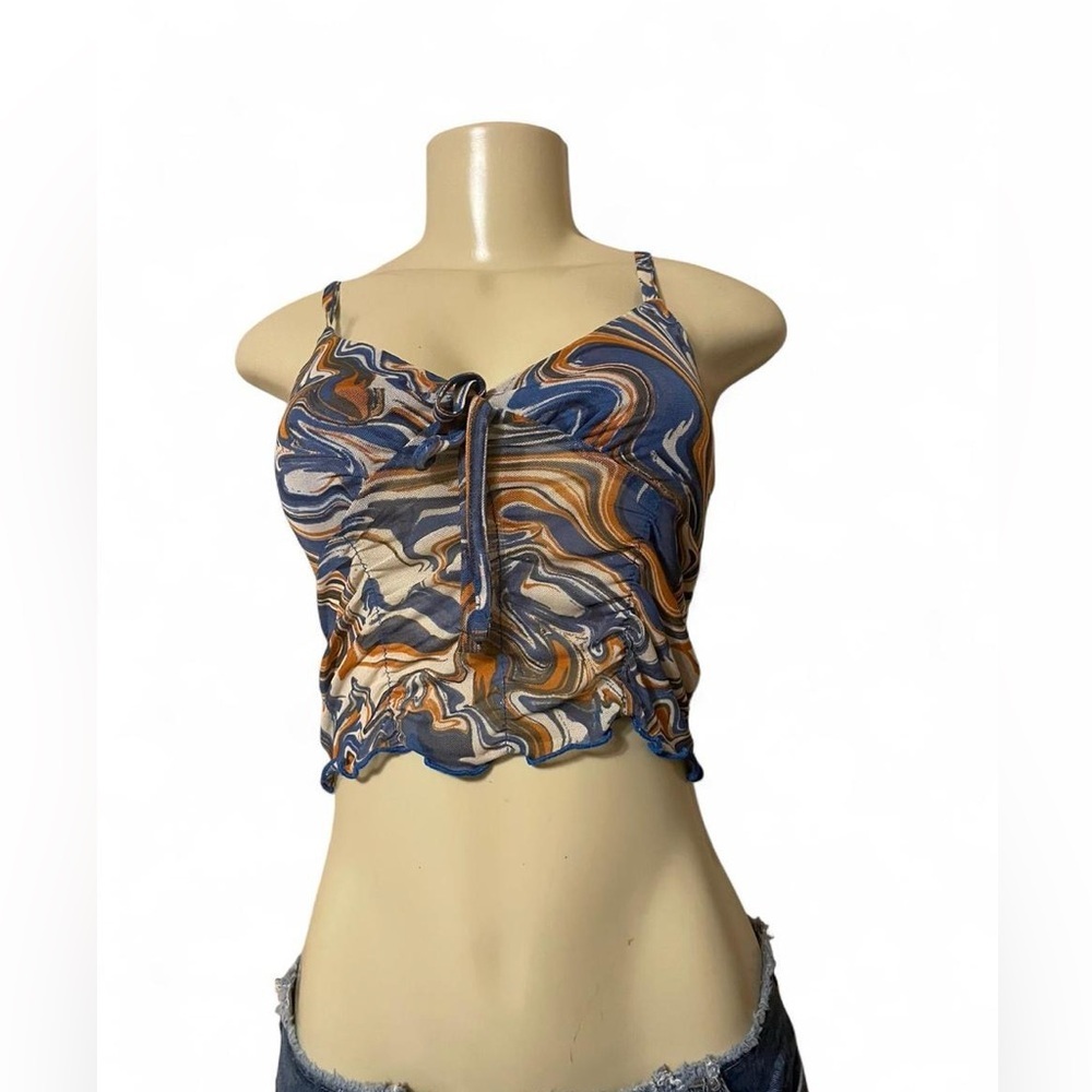Almost Famous Multicolor Swirl Crop Top